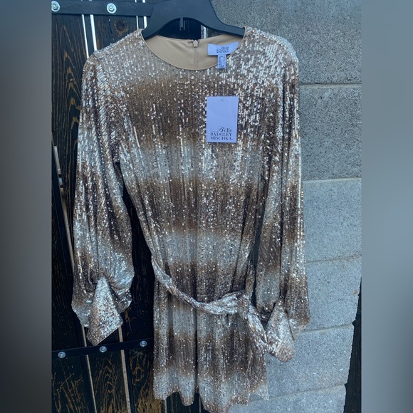 Badgley Mischka Dresses & Skirts - NWT Belle by Badgley Mischka Jenna Sequin Ombre Long Sleeve Sheath Dress size 2